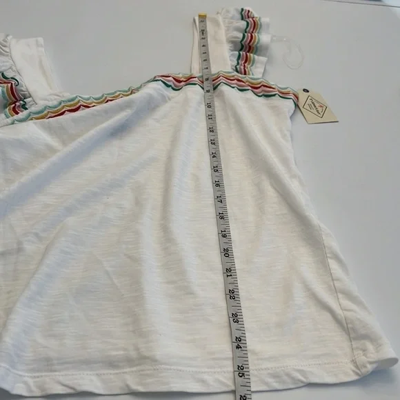 ST. John’s Bay white square neck multi- color edge ruffle sleeve tank size M NWT - Picture 11 of 12